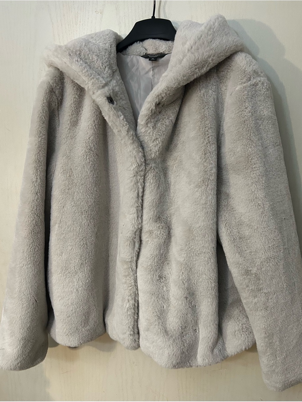 Simply Vera Vera Wang XL Gray Faux Fur Hooded Jacket Plush Coat